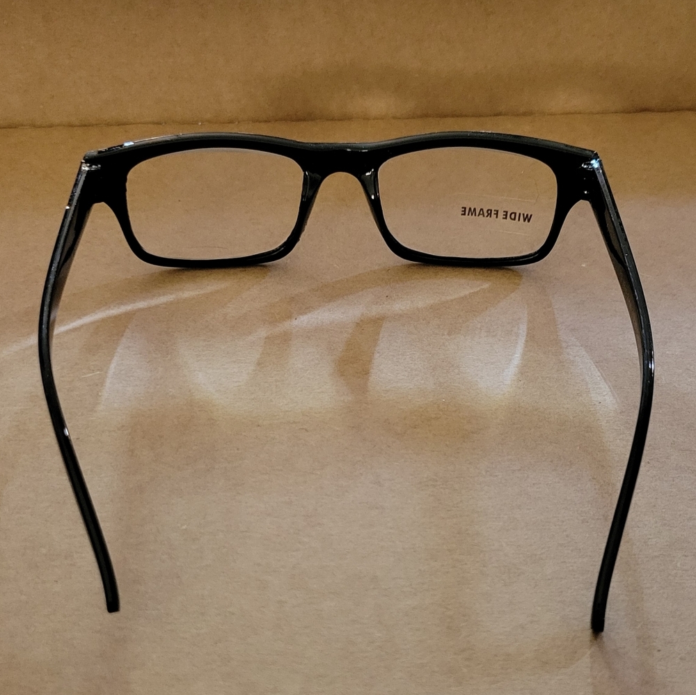 Wide Frame Solid Black Reader Glasses +3.25 Stren… - image 4